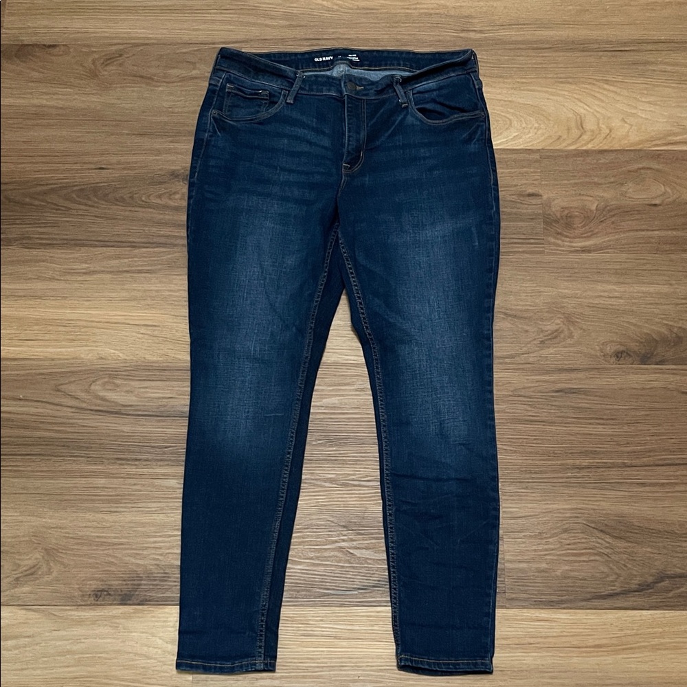 Old Navy Women's Rockstar Super Skinny Deep Indigo Skinny Jeans Size 14